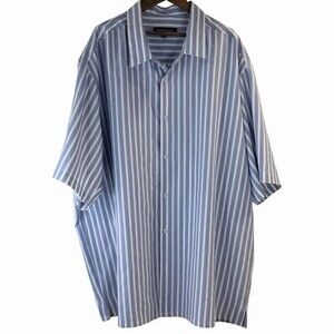 Bassiri Limited Collection Men's 4XL Blue White Stripe Short Sleeve Shirt